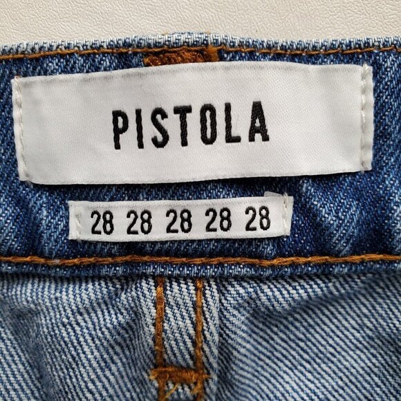 Pistola Distressed Button Fly Blue Jeans High Rise Slim Size 28 - Picture 8 of 16